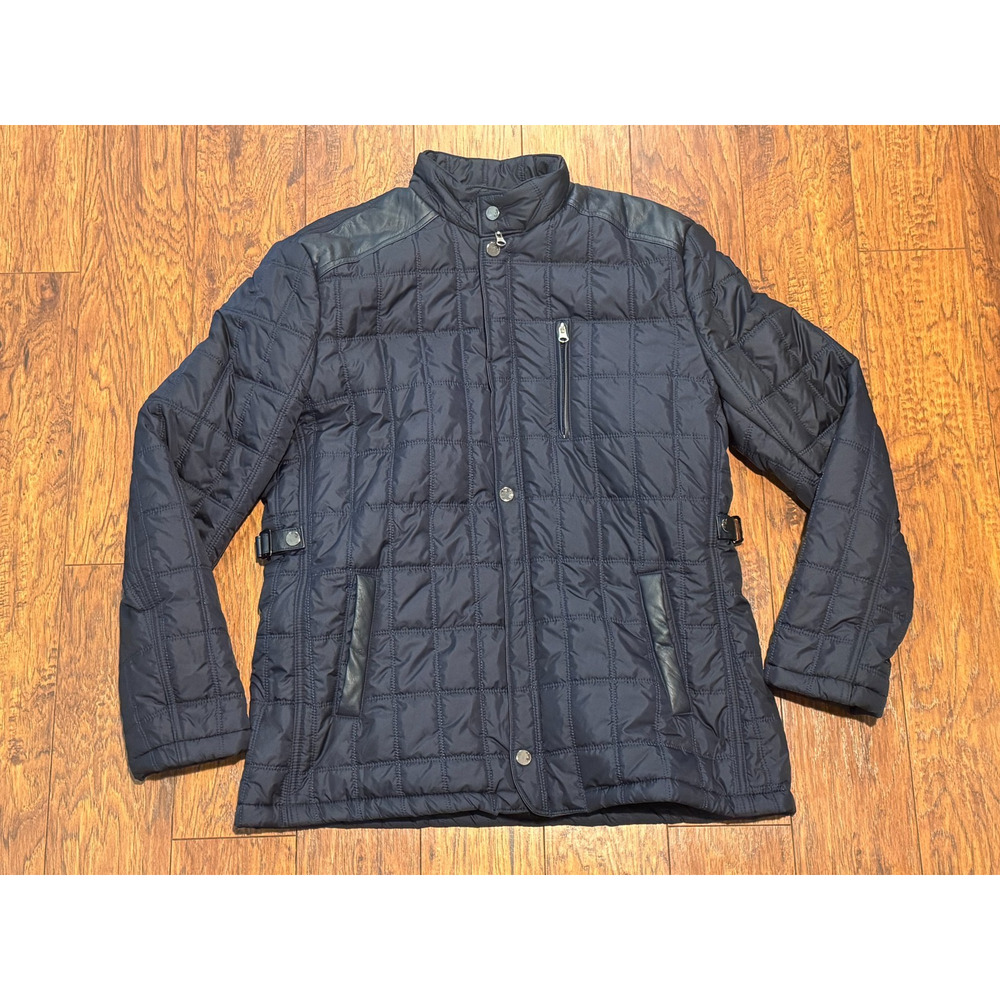 NASE Sports Wear Quilted Navy Jacket Faux Leather Trim - Women's Size XXL